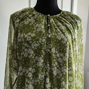 LC Lauren Conrad Olive Floral Blouse NWT